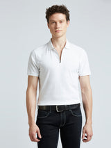 Mens White Casual Regular Striped Half Sleeves Polo Tshirt