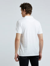 Mens White Casual Regular Striped Half Sleeves Polo Tshirt