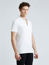 Mens White Casual Regular Striped Half Sleeves Polo Tshirt