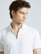 Mens White Casual Regular Striped Half Sleeves Polo Tshirt