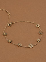 Women's Gold Floral Finesse Anklet Waterproof & Anti-Tarnish