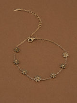 Women's Gold Floral Finesse Anklet Waterproof & Anti-Tarnish