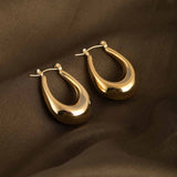 Women's Gold Plated U-shaped Chunky Earrings Waterproof & Anti-Tarnish