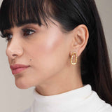 Women's Gold Plated Abstract Oval Earrings Waterproof & Anti-Tarnish