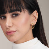 Women's Gold Plated Abstract Oval Earrings Waterproof & Anti-Tarnish