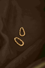 Women's Gold Plated Abstract Oval Earrings Waterproof & Anti-Tarnish