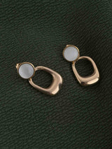 Women's Gold Plated Classic White Stone Gold Drop Earrings Waterproof & Anti-Tarnish