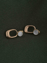 Women's Gold Plated Classic White Stone Gold Drop Earrings Waterproof & Anti-Tarnish
