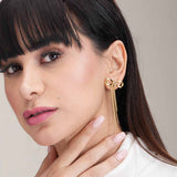 Women's Gold Plated Gold Bow and Tassel Drop Earrings Waterproof & Anti-Tarnish