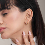 Women's Gold Plated Gold Stone Studded Hoop Earrings Waterproof & Anti-Tarnish