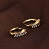 Women's Gold Plated Gold Stone Studded Hoop Earrings Waterproof & Anti-Tarnish