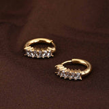 Women's Gold Plated Gold Stone Studded Hoop Earrings Waterproof & Anti-Tarnish