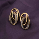 Women's Gold Plated Elegant Interlinked Stud Earrings Waterproof & Anti-Tarnish