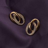 Women's Gold Plated Elegant Interlinked Stud Earrings Waterproof & Anti-Tarnish