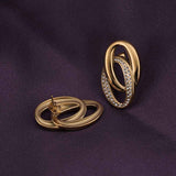 Women's Gold Plated Elegant Interlinked Stud Earrings Waterproof & Anti-Tarnish