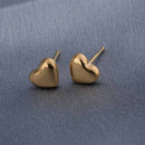 Women's Gold Plated Minimalist Heart Stud Earrings Waterproof & Anti-Tarnish