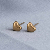 Women's Gold Plated Minimalist Heart Stud Earrings Waterproof & Anti-Tarnish
