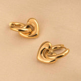 Women's Gold Plated Gold Heart Hoop Earrings Waterproof & Anti-Tarnish