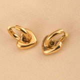 Women's Gold Plated Gold Heart Hoop Earrings Waterproof & Anti-Tarnish