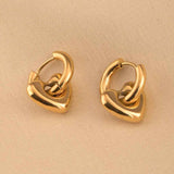 Women's Gold Plated Gold Heart Hoop Earrings Waterproof & Anti-Tarnish