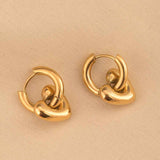 Women's Gold Plated Gold Heart Hoop Earrings Waterproof & Anti-Tarnish