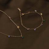 Women's Gold Vibrant Cascade Necklace & Bracelet Jewellery Set - Pack of 2