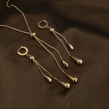 Women's Gold Dangling Teardrop Set Necklace & Earring Jewellery Set - Pack of 2