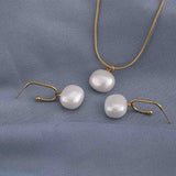 Women's Gold Classic Pearl Pendant Necklace & Earring Jewellery Set - Pack of 2