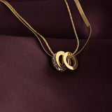 Women's Gold Plated Gilded Rings Layered Necklace Waterproof & Anti-Tarnish