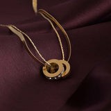 Women's Gold Plated Gilded Rings Layered Necklace Waterproof & Anti-Tarnish