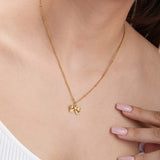 Women's Gold Plated Ribbon Pendant Necklace Waterproof & Anti-Tarnish