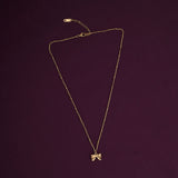 Women's Gold Plated Ribbon Pendant Necklace Waterproof & Anti-Tarnish