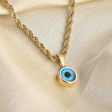 Women's Gold Plated Evil-Eye Spiral Necklace Waterproof & Anti-Tarnish