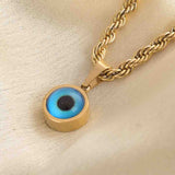 Women's Gold Plated Evil-Eye Spiral Necklace Waterproof & Anti-Tarnish