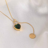 Women's Gold Plated Emerald Love Necklace Waterproof & Anti-Tarnish