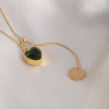 Women's Gold Plated Emerald Love Necklace Waterproof & Anti-Tarnish