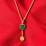 Women's Gold Plated Emerald Love Necklace Waterproof & Anti-Tarnish