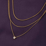 Women's Gold Plated Golden Layers With Stone Necklace Waterproof & Anti-Tarnish