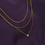 Women's Gold Plated Golden Layers With Stone Necklace Waterproof & Anti-Tarnish