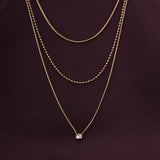 Women's Gold Plated Golden Layers With Stone Necklace Waterproof & Anti-Tarnish