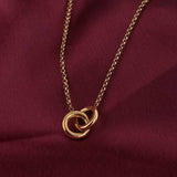 Women's Gold Plated InterLock Gold Chain Necklace Waterproof & Anti-Tarnish