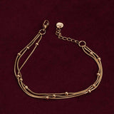 Women's Gold Beaded Beauty Layred Chain Bracelet Waterproof & Anti-Tarnish