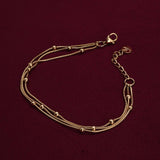 Women's Gold Beaded Beauty Layred Chain Bracelet Waterproof & Anti-Tarnish