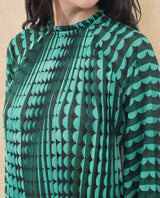 Women's Round Neck Green Casual Full Sleeves Top