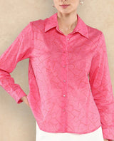 Women's Pink Casual Full Sleeves Top