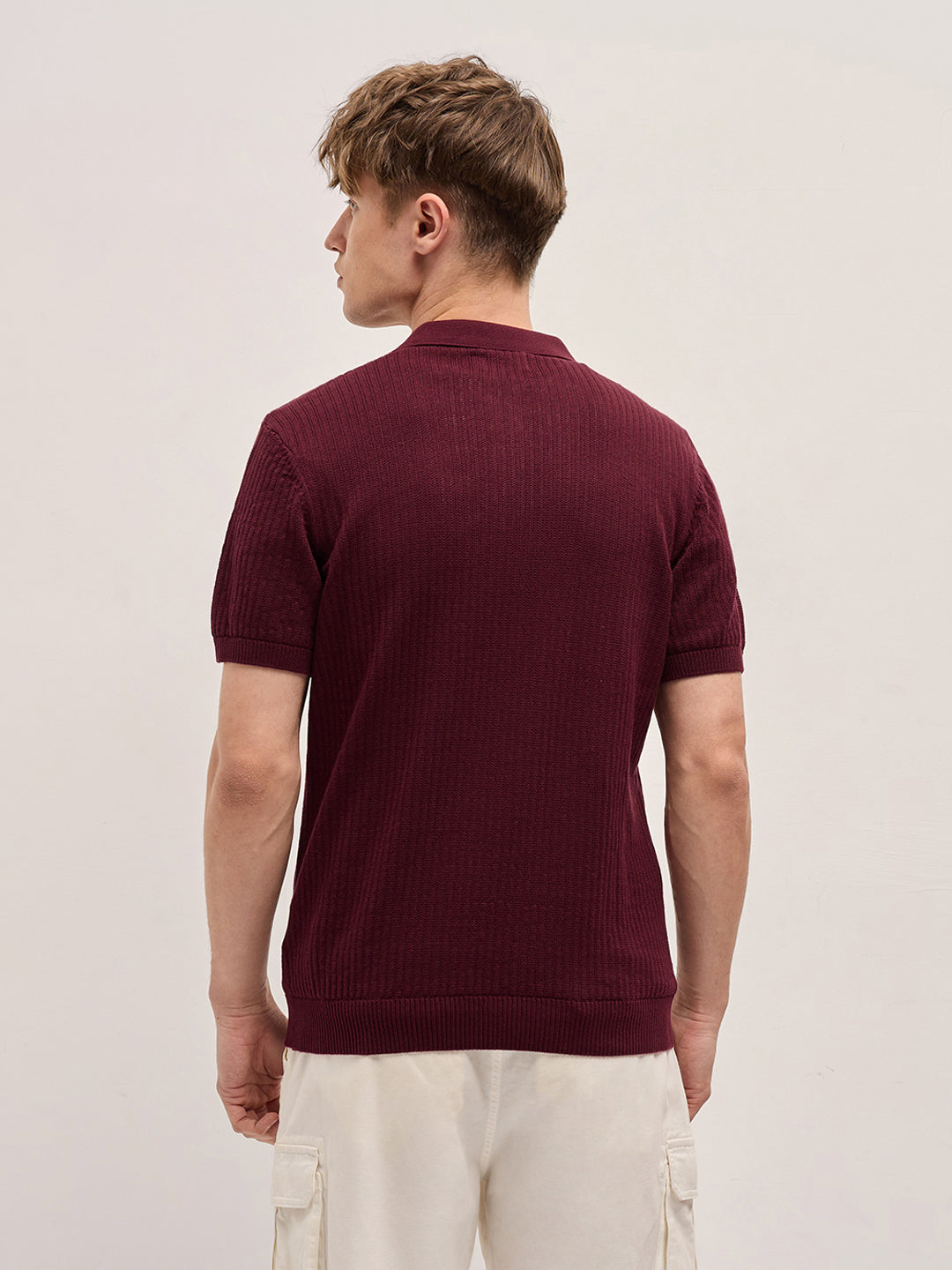 Men's Casual Slim Fit Solid Half Sleeves Polo Tshirt