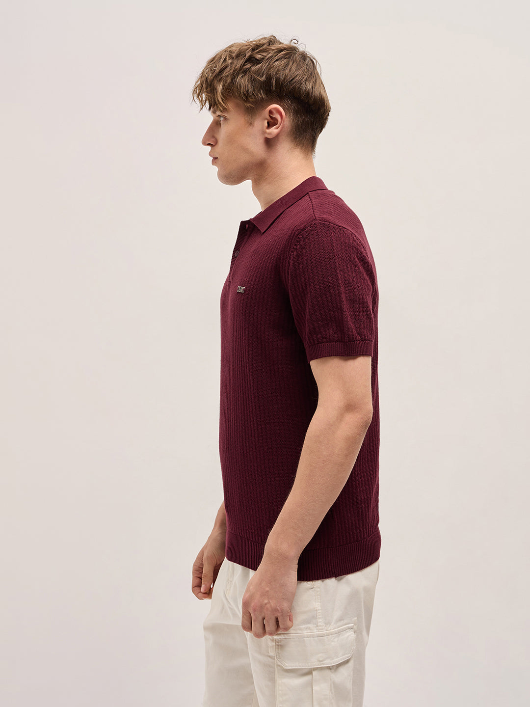 Men's Casual Slim Fit Solid Half Sleeves Polo Tshirt