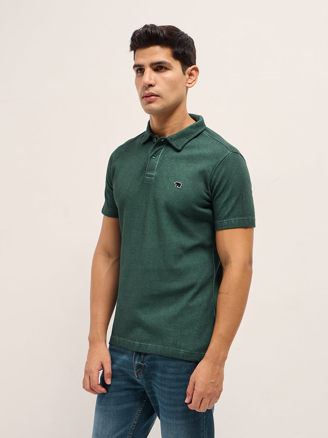Men's Casual Slim Fit Solid Half Sleeves Polo Tshirt