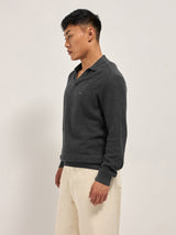 Men's Grey Casual Slim Fit Solid Full Sleeves Polo Tshirt