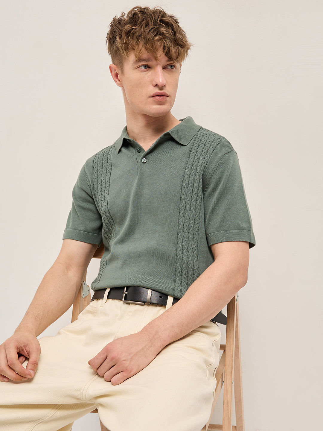Men's Casual Slim Fit Solid Half Sleeves Polo Tshirt